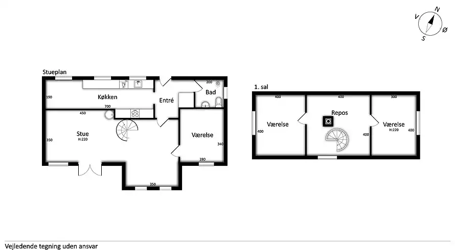 Rumfordeling i Sommerhuset Damager